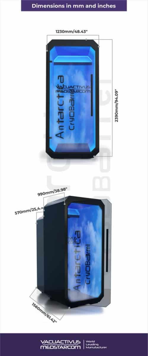 Technische Spezifikationen der elektrischen Kältekammer Antarctica Barrel