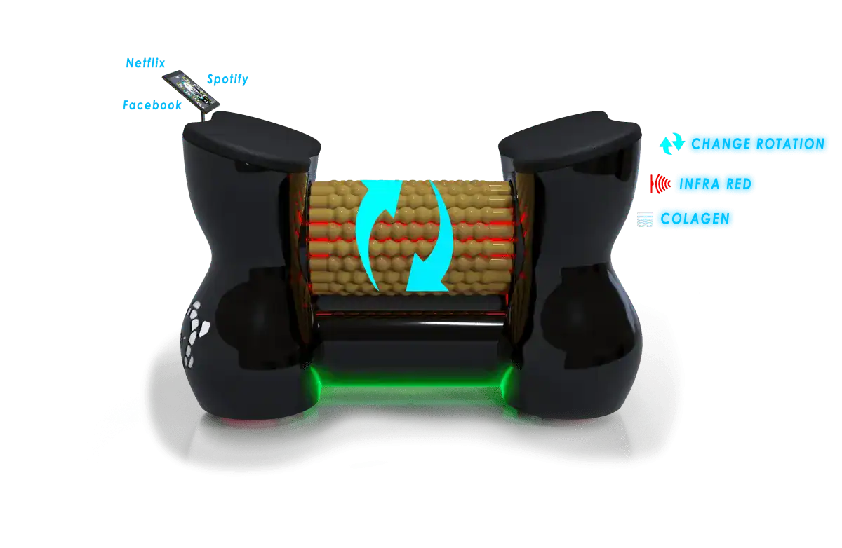 RollStar RollShaper lymphatic drainage massage device with infrared, collagen technology, and rotating massage rollers
